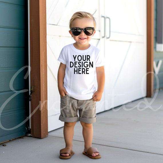Kids Bella Canvas 3001T White T-Shirt Mockup Kids T-Shirt Mockup Boy TShirt Mockup Kids Outdoor Mockup Toddler Boy Summer Mockup