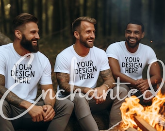 Groep Mockup Witte Bella Canvas 3001 Mockup Man T-Shirt Mockup Mannelijke T-Shirt Mockup Model Mockup Tshirt Mock Up Outdoor Heren Model 3001 Mockup
