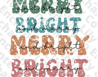 Feliz y Brillante Png, Feliz Navidad Sublimación Png, Descarga de Diseño de Sublimación de Navidad, Sublimación Alegre y Brillante, Navidad Png