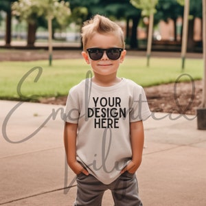 Kids Bella Canvas 3001T Heather Dust T-Shirt Mockup Kids T-Shirt Mockup Boy TShirt Mockup Kids Outdoor Mockup Toddler Boy Summer Mockup