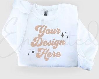 Gildan 18000 White Sweatshirt Gildan Sweatshirt Mockup Sweatshirt Mock up Gildan Crewneck Mockups 18000 Mockup Gildan Mockup Flat Lay