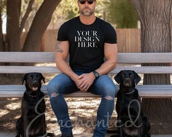 Black Bella Canvas 3001 Mockup Mens Shirt Mockup Male Mockup Model Male Styled Mockup Tshirt Mockup Fall Mockup Outdoor Mens Mockup
