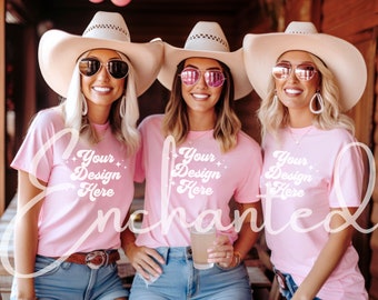 Bachelorette Party Shirt Mockup for Bridal Party Shirt Mockup Bella Canvas Mockup 3001 Pink Shirt Mockup Bridesmaid Party Tees Group Mockup