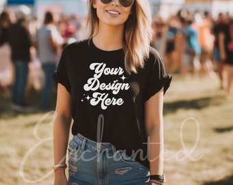 Bella Canvas 3001 TShirt Mockup Bella Canvas Shirt Black T-shirt Mockup Shirt Black shirt Mockup Tee Mockup Model Mockup Bella Mockup