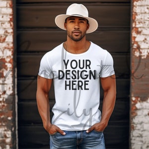 White Bella Canvas 3001 Mockup Mens Shirt Mockup Male Mockup Model Male Styled Mockup Tshirt Mockup Fall Mockup Outdoor Mens Mockup