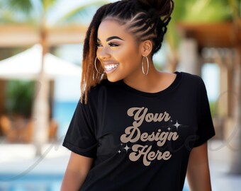 Bella Canvas 3001 TShirt Mockup Bella Canvas Shirt Black T-shirt Mockup Shirt Mockup Black Shirt Mockup Model Mockup Black Bella Canvas Mock