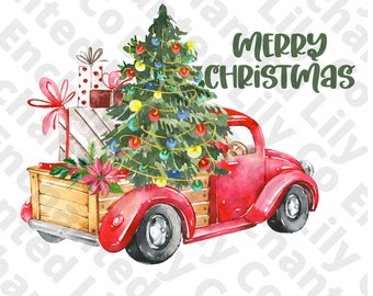 Merry Christmas, Christmas Truck Sublimation, Digital Illustration, Sublimation File, Christmas Png, Png Sublimation, Christmas Png