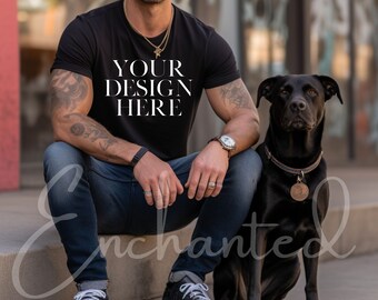 Black Bella Canvas 3001 Mockup Mens Shirt Mockup Male Mockup Model Male Styled Mockup Tshirt Mockup Fall Mockup Outdoor Mens Mockup