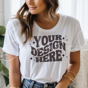 Bella Canvas 3001 White T-Shirt Mockup White T-Shirt Mockup White TShirt Mockup Boho Mockup Model Mockup Bella Mockup Bella Canvas Mockup