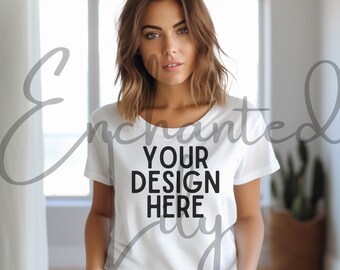 White Bella Canvas 3001 Mockup Tshirt Mockup Styled Shirt Mockup Fall Mockup Womens Tee Mock White T-Shirt Mockup White Tshirt mock