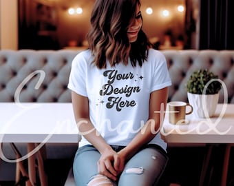 Bella Canvas 3001 TShirt Mockup Bella Canvas Shirt White T-shirt Mockup Shirt Mockup White Shirt Mockup Model Mockup White Bella Canvas Mock