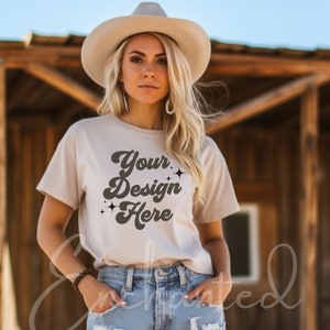Bella Canvas Natural Mockup Bella Canvas 3001 Mockup Bella Canvas 3001 Shirt Mock Up Western Mock Up Boho Mockup Bella Canvas Mockup