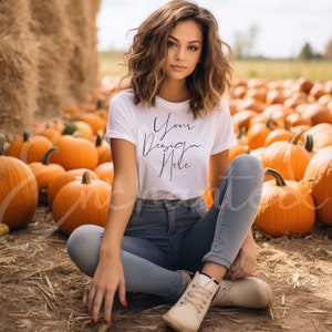 White Shirt Mockup Bella Canvas Mockup Bella Canvas 3001 Mock Up White Shirt Mock Up White TShirt Mockup Fall Mockup Fall Mock Up Model Mock