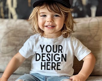 Kids Bella Canvas 3001T White T-Shirt Mockup Kids T-Shirt Mockup Boy TShirt Mockup Kids Outdoor Mockup Toddler Boy Summer Mockup