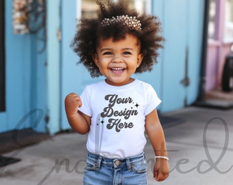 Kids Bella Canvas 3001T White T-Shirt Mockup Kids T-Shirt Mockup Girl TShirt Mockup Kids Outdoor Mockup Toddler Girl Summer Mockup