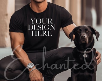 Black Bella Canvas 3001 Mockup Mens Shirt Mockup Male Mockup Model Male Styled Mockup Tshirt Mockup Fall Mockup Outdoor Mens Mockup