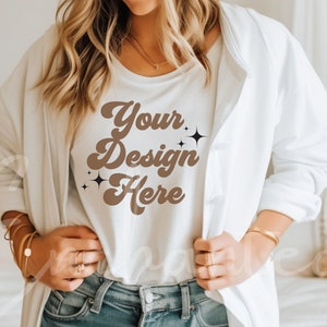 Bella Canvas 3001 White T-Shirt Mockup White T-Shirt Mockup White TShirt Mockup Boho Mockup Model Mockup Bella Mockup Bella Canvas Mockup