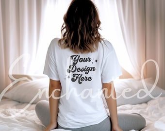 Back Of Shirt Bella Canvas 3001 TShirt Mockup Bella Canvas Shirt White T-shirt Mockup Shirt Mockup White Shirt Mockup Model Mockup Tee