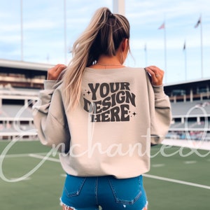 Back of Sweatshirt Gildan 18000 Mockup Gildan Sand Sweatshirt Mockup Sweatshirt Model Mockup Gildan Crewneck Mockups Football Mockup Mock Up