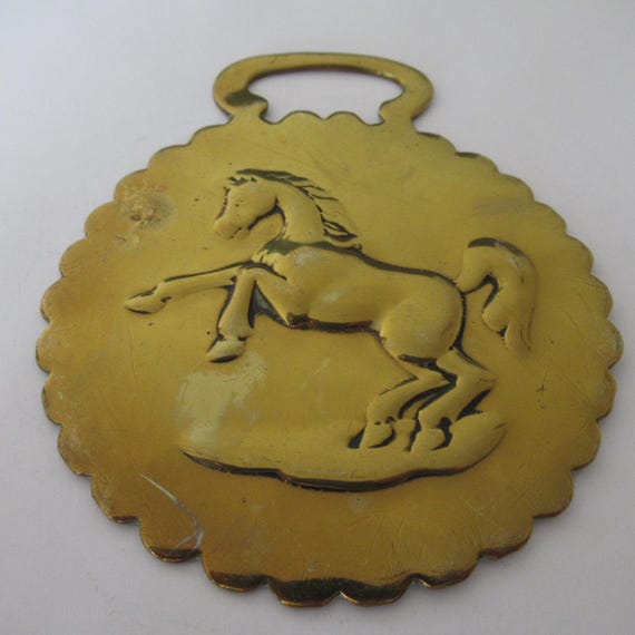 Harnais équestre Ancien – Laiton Massif Et Tête De Cheval Gravée (collection, Déco Vintage)