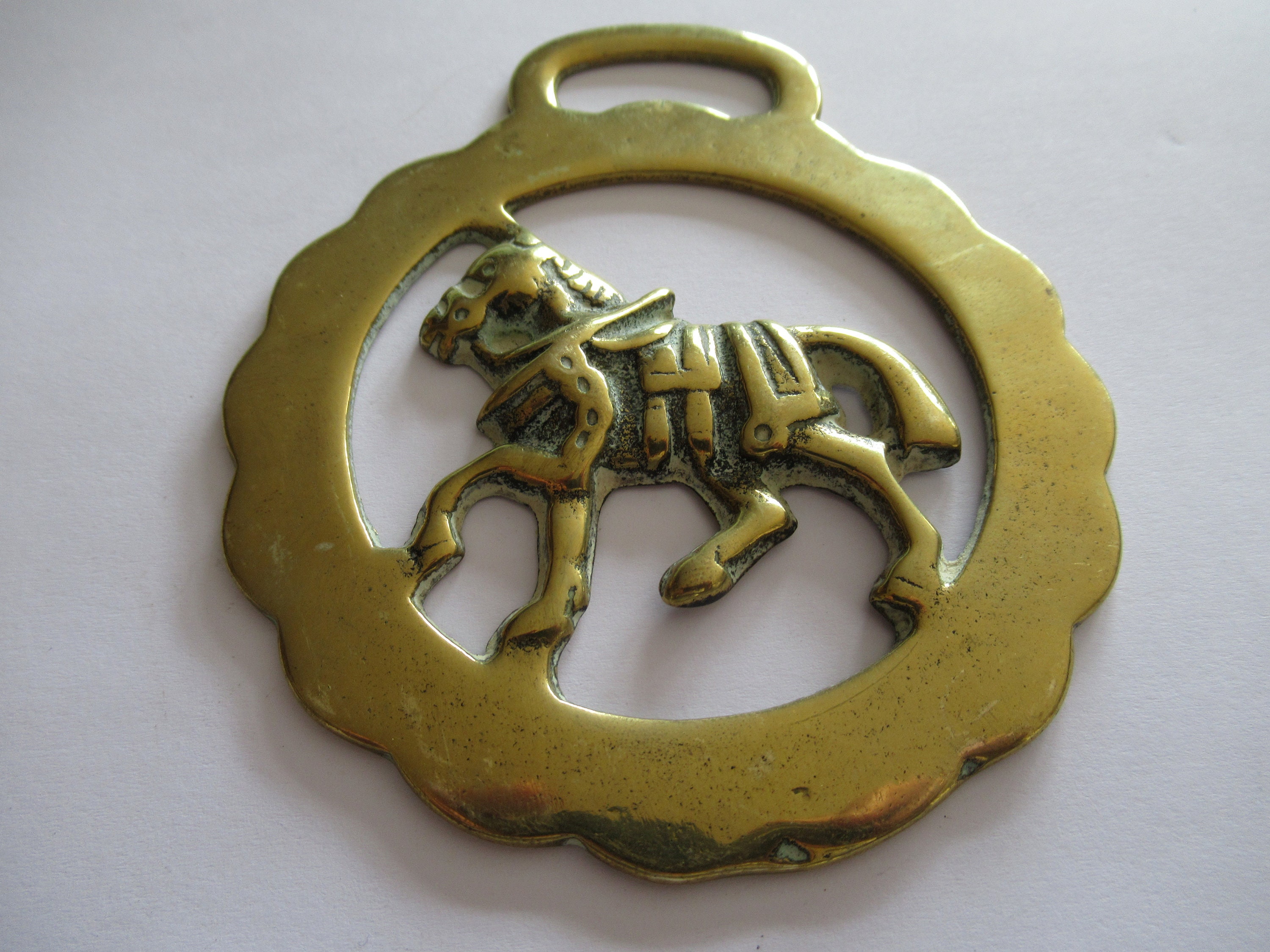 Vintage Horse Brass Trotting Passant Shire Horse Martingale