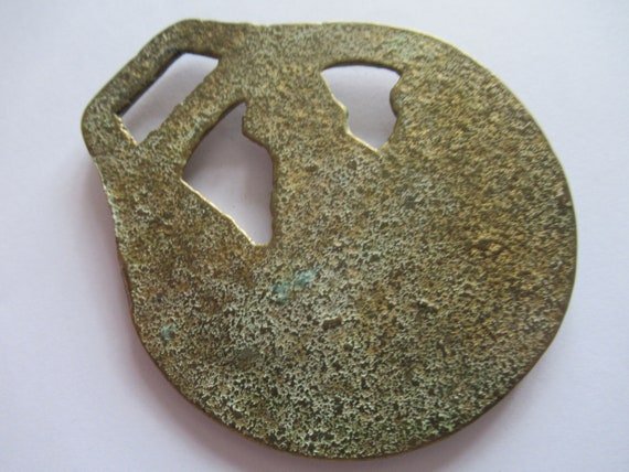 Collier médaillon cheval ancien en laiton, anglais