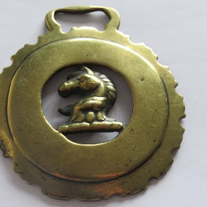 Antique RARE Horse Brass Horse Head Heraldic With Getts On Reverse