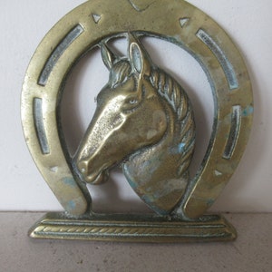 Vintage Brass Horseshoe Horse Head Toasting Fork Poker Firetool