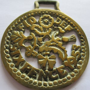 Vintage Horse Brass Sixpence 1953 Coin Money Medallion Martingale