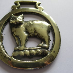 Vintage Horse Brass  Isle Of Man Manx Cat Martingale Medallion