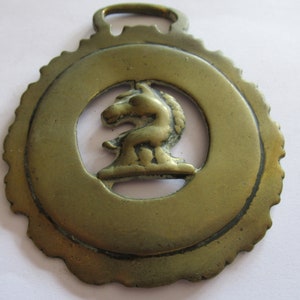 Antique RARE Horse Head Heraldic Horse Brass With Getts On Reverse