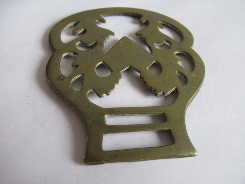 Antique Horse Brass A Heart Inside an Acanthus Flower Martingale