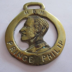 Vintage Horse Brass H.R.H.  Prince Philip Duke Of Edinburgh Royalty Medallion Martingale