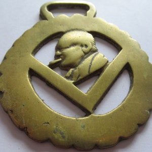 Vintage Horse Brass Sir Winston Churchill 1874-1965 Martingale Medallion
