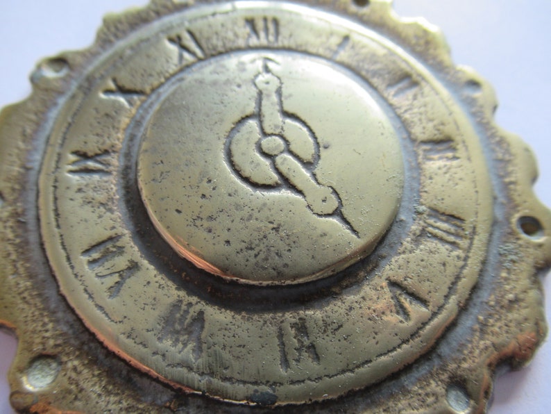 Antique Horse Brass Watch Clock Face Time 5 0'c Tea Time Medallion