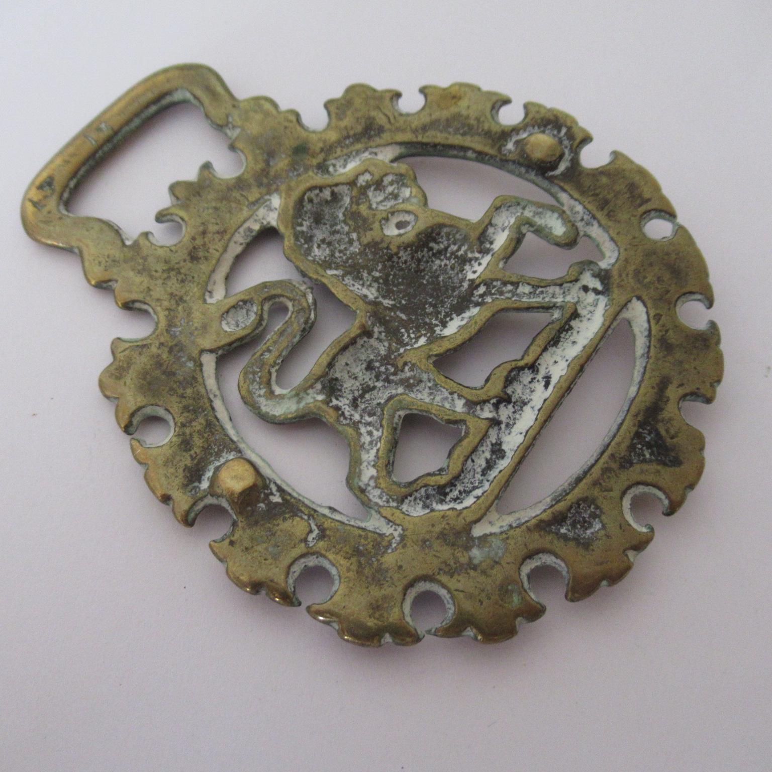 アンティーク パサント ライオン ホース 真鍮：英国馬具メダリオン