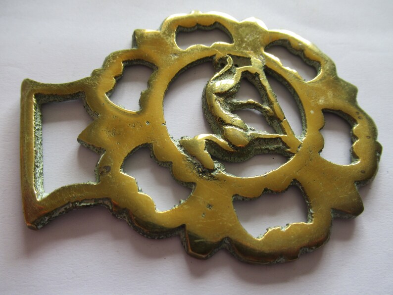 Vintagehorse Brass Greyhound Dog in A Bat Wing Surround Martingale