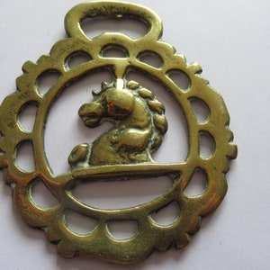 Antique RARE Horse Brass Horse Head Heraldic With Getts On Reverse
