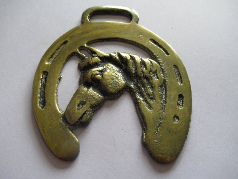 Vintage Horse Brass Lucky Horseshoe Horse Head Etsy