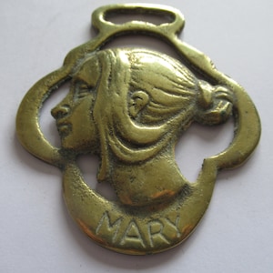 Vintage Horse Brass Mary Pretty From Charles Dickens Novel The Pickwick Papers Martingale Medallion