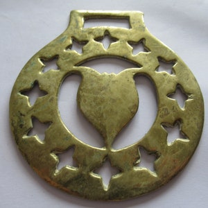 Antique Rare Shield Pattern With Stars Horse Brass