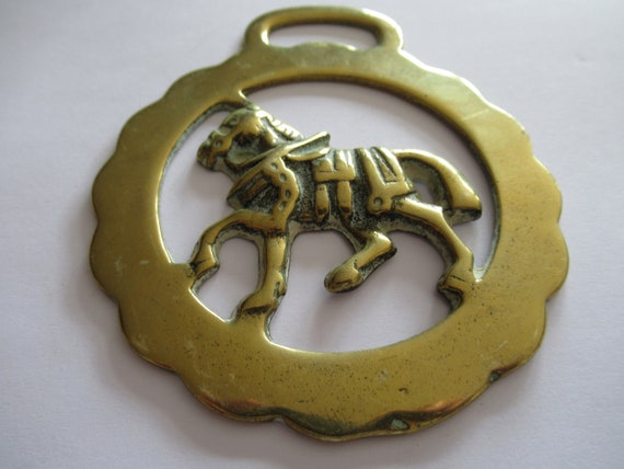 Vintage Horse Brass Trotting Passant Shire Horse Martingale