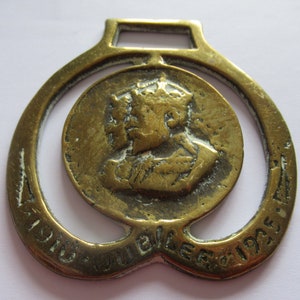 Antique Horse Brass Medallion: King George V & Queen Mary Jubilee Souvenir