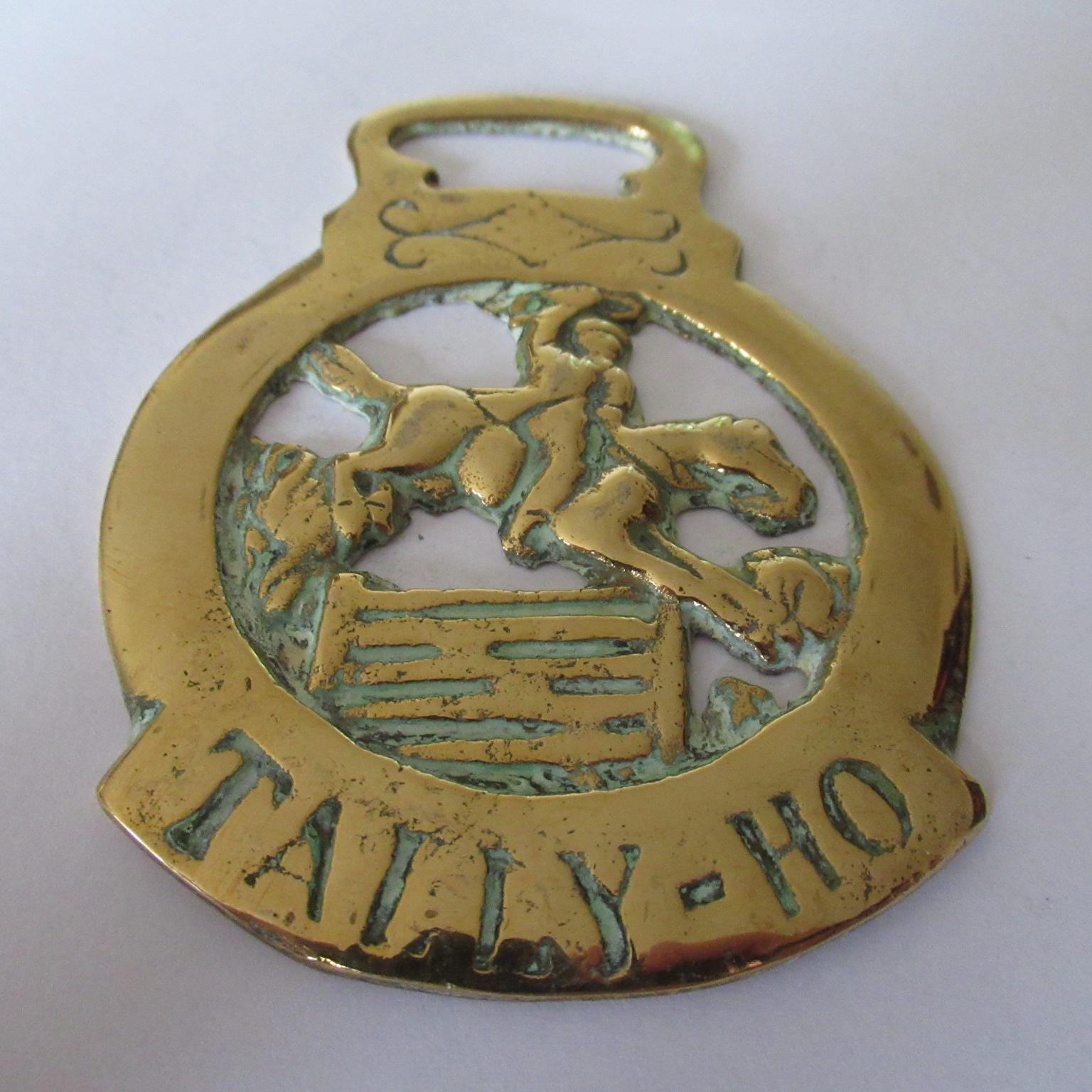Vintage Horse Brass Irish Tally Ho Jockey Horse Racing Fox Hunting