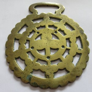 Antique Ace Of Clubs Clover Shamrock Horse Brass Medallion