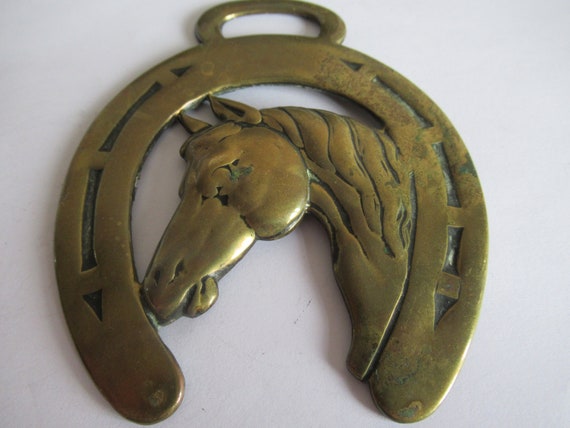 Vintage Stamped Pressed Horse Head in A Lucky Horseshoe Horse