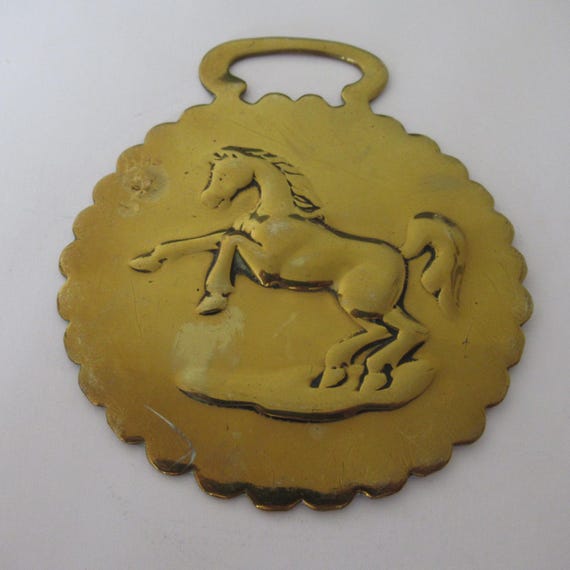 Médaillon Vintage Cheval En Laiton - Angleterre ? (Collection, Déco)