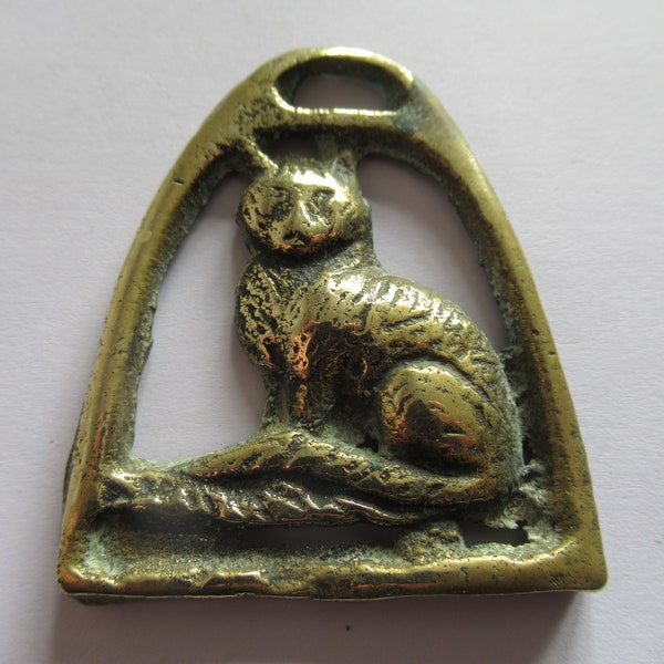 Vintage Miniature Cat Pony Horse Brass Martingale Horse Harness Amulet Ornament Medallion Decoration