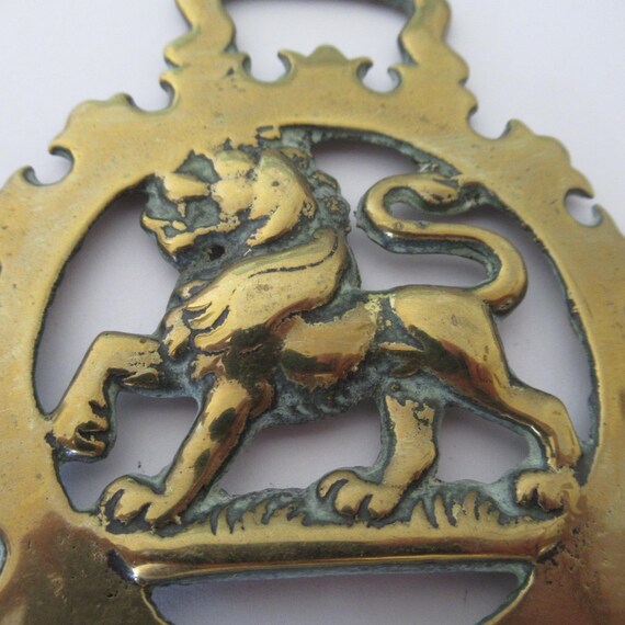アンティーク パサント ライオン ホース 真鍮：英国馬具メダリオン