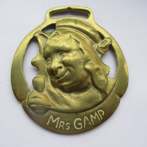 Vintage Horse Brass Sarah Gamp Sairey Gamp Martin Chuzzlewit Charles Dicken&#39;s Character Medallion Martingale